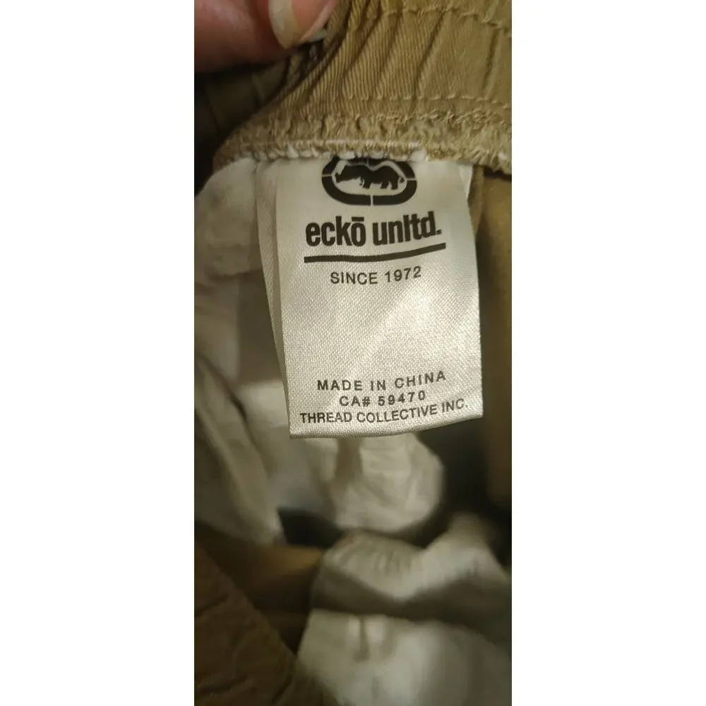 Ecko Unltd Vintage Stacked Up Cargo Jogger in Tan Drawstring Size 3XL Streetwear